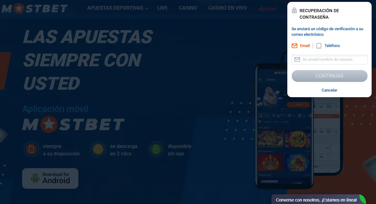 Recuperar la contraseña de tu cuenta Mostbet
