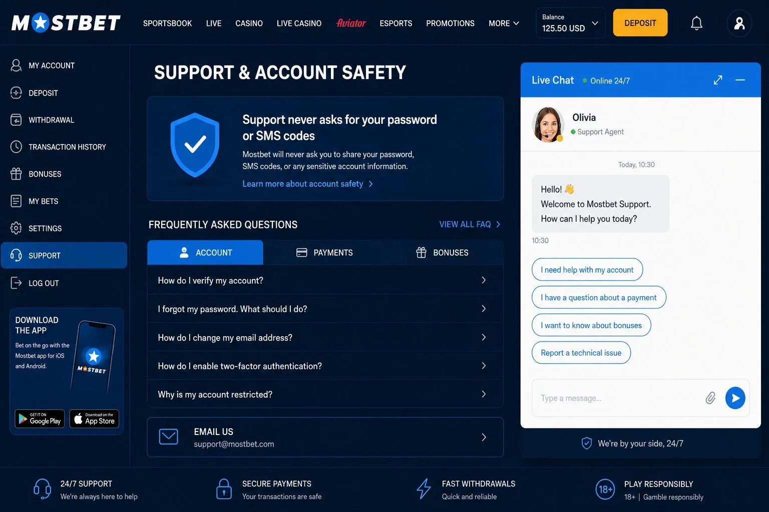 Mostbet app — mobile install, support and account security