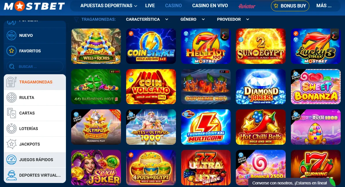 Mostbet Casino catálogo de juegos y proveedores destacados